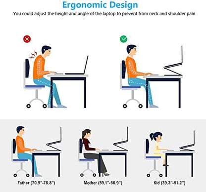 Ergonomic Detachable Laptop Stand, Aluminum Laptop Riser for Desk,Portable , Compatible with 10 to 15.6 Inches Notebook Computer